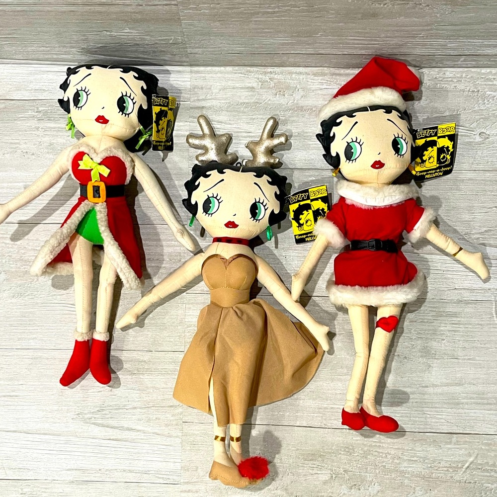 Vintage Christmas BETTY BOOP 18” Plush Collectible Dolls Lot of 3